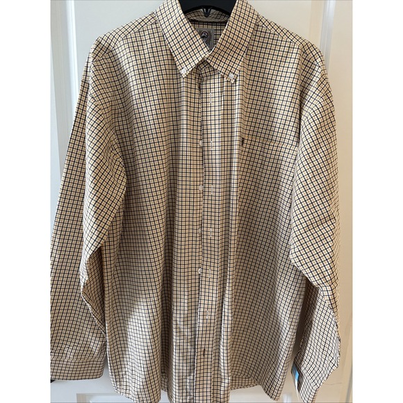 Cinch Shirt Men's Large Yellow Black Plaid Cinch Logo Long Sleeve Button Down - Picture 1 of 4
